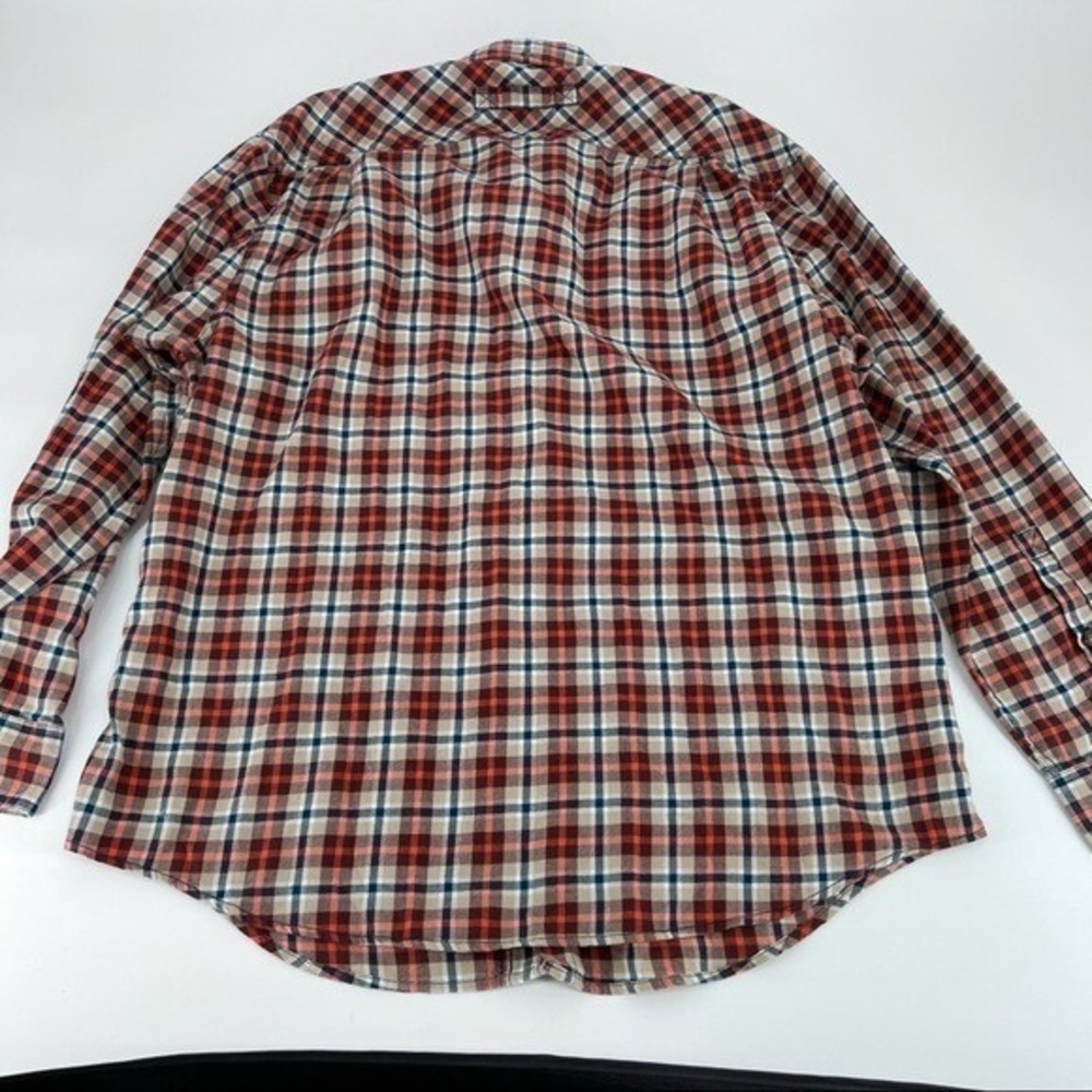 Duluth Trading Co Button Down Shirt Mens Large Red Plaid Flap Pockets Rugged - Picture 6 of 8